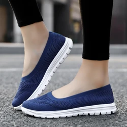 Summer Shoes Woman Mesh Sneakers Slip On Women Flats Loafers Casual Breath Walking Shoes Female Fashion Tenis Soft Plus Size 42