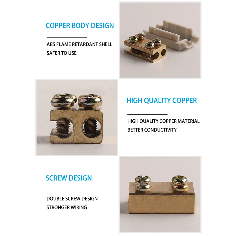 Conector de Cable rápido tipo T, bloque de terminales de alta potencia, 60A/400V, 1-6mm2, divisor de Cable eléctrico, 100A/1000V, 2,5-10 mm2, caja de conexiones