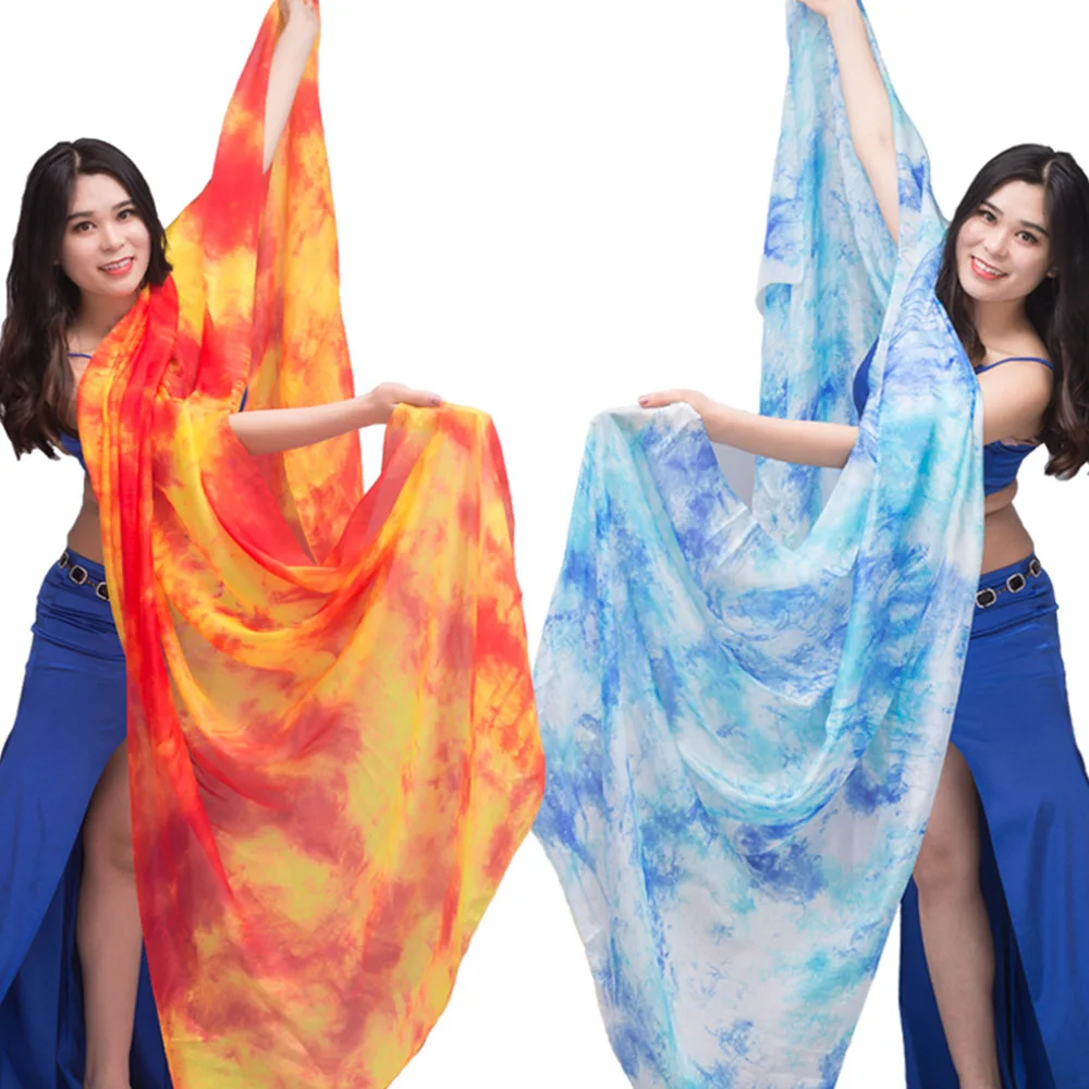 New 100% Veils Light Silk Belly Dance Hand Thrown Scarf Shawl Veil Silk 200cm 250cm 270cm Kids Adults Stage Performance 13 Color