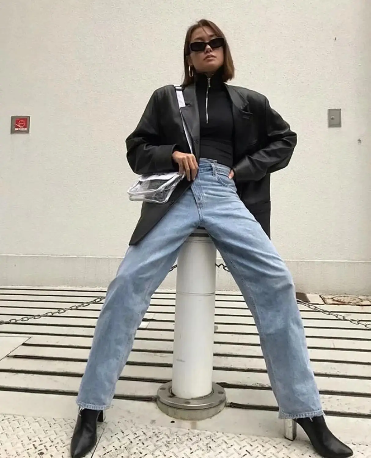 Strive & Di-Jeans taille haute vintage Spinal Ins pour femmes, blogueur de mode, taille irrégulière, denim petit ami, 2024