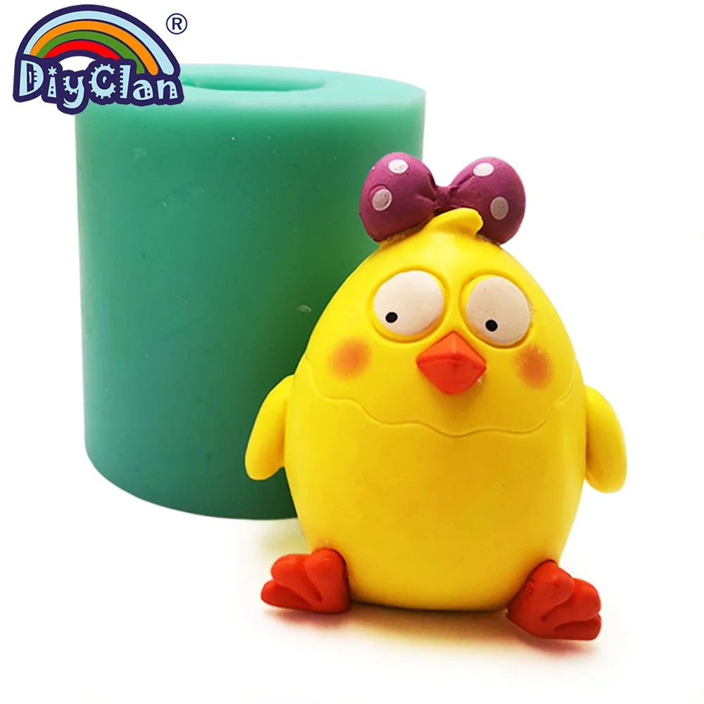 3D Chick Shape Silicone Clay Molds Chicken Gypsum Animal Candle Mould Cake Topper Decorating Baking Tools Soap Making Handicraft