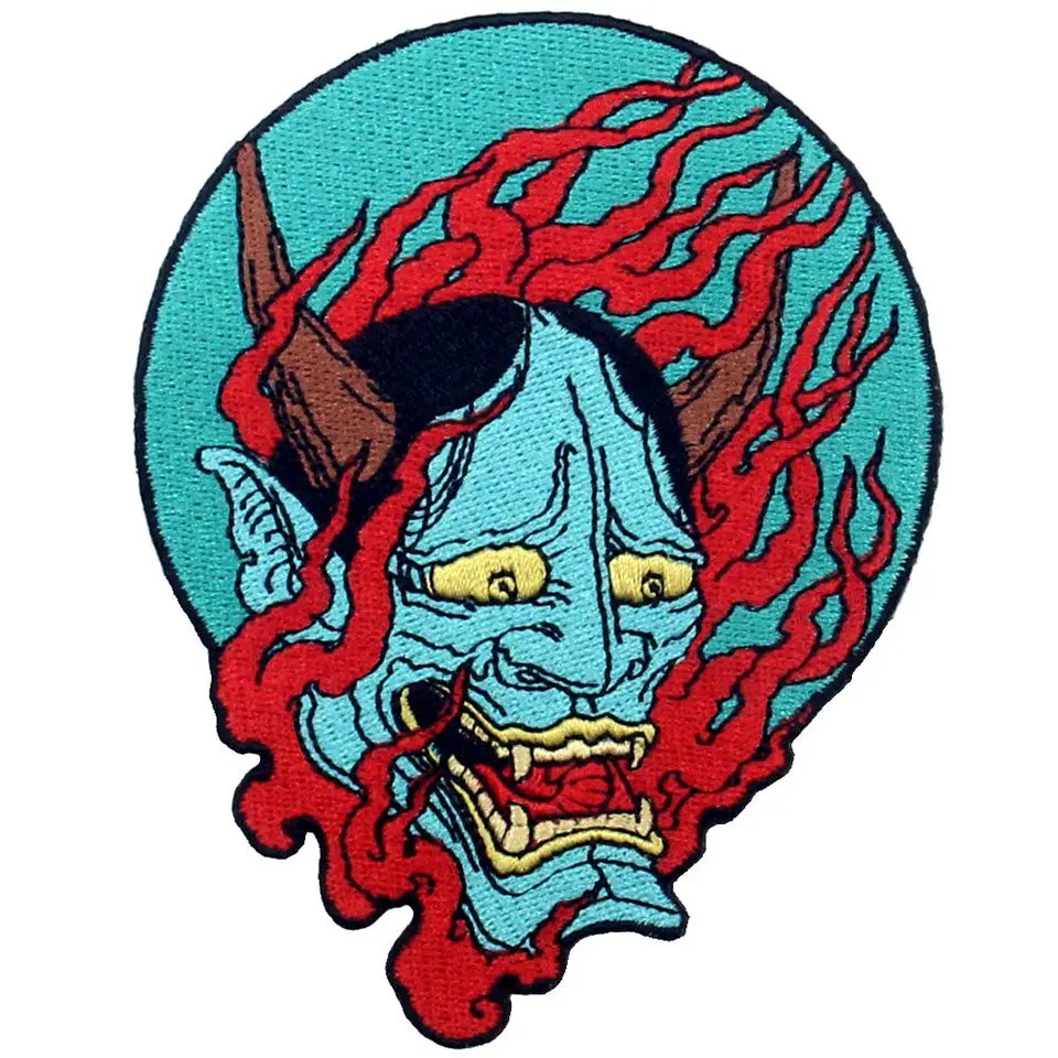 Embird patches Embroidered patch for jeans Samurai Hannya oni ceo-friendly handmade 3D iron on patches pack patch