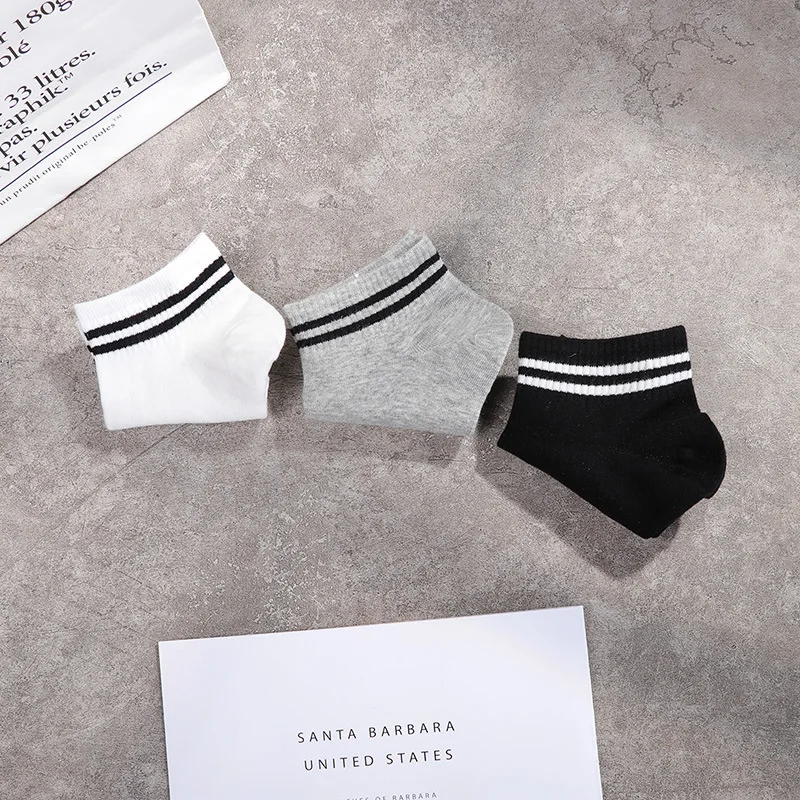 100 Cotton Socks Women Men Unisex Striped Short Socks Fashion Cotton  Parallel Bars Sports Socks White Short Sock Hip Hop Sox