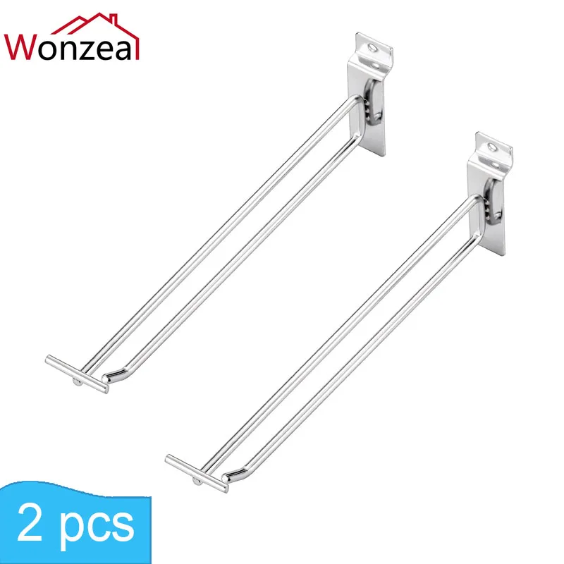 2pcs/Lot Dia.6mm Slatwall Pegboard Double Line Display For Supermarket Shop Fitting Prong Hanger Hook Furniture Hardware