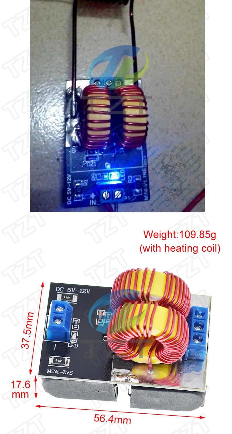 TZT DC 5-12V Mini ZVS Niederspannungs-Induktionsheizungs-Netzteilmodul Induktionsheizungsplatine für Induktionsheizung mit Spule – Detail 5