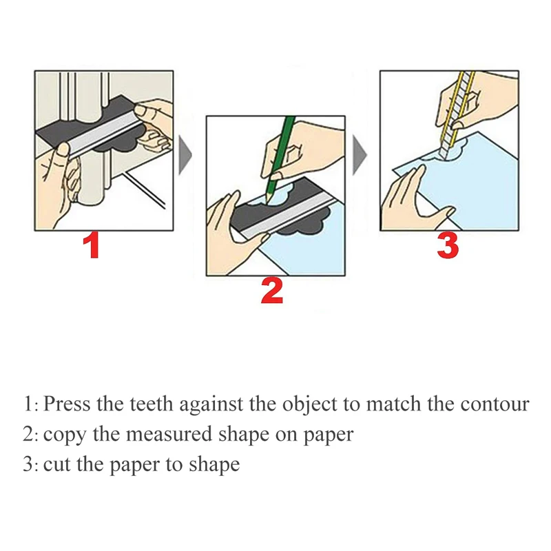 Profile Contour Gauge line Copier Ruler Cutting template Construction Woodworking Measuring instrument ceramic Tiling tiles tool images - 6