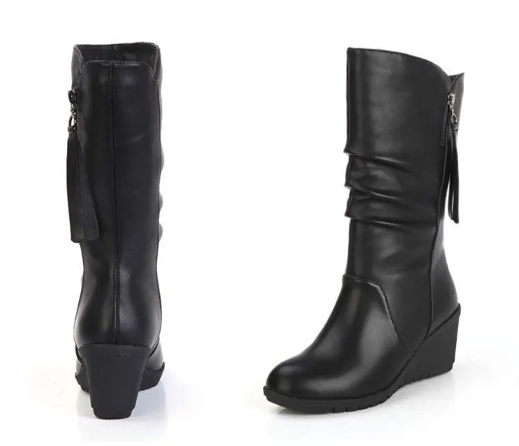 HOT Autumn New Fashion Boots Wedges Round Head Boots Large Size European And American Women\'s Shoes Winter Fringe ghj890