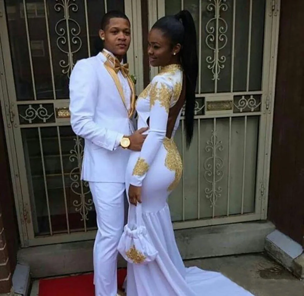 

Applique White Backless Woman Lady Custom Prom Party Gown Birthday Christmas Mermaid High Neck Elastic Satin Evening Dresses