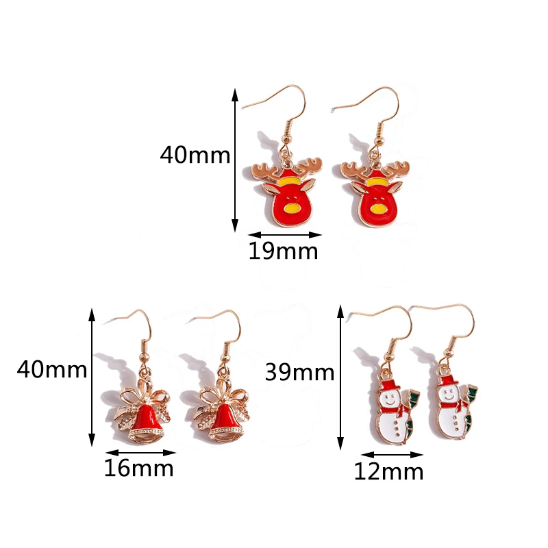 Leslie Mix Stile Winter Frohe Weihnachten Ohrringe Mode Schneeflocke Baum Santa Claus Deer Tropfen Ohrringe Neue Jahr Schmuck Geschenke – Detail 9