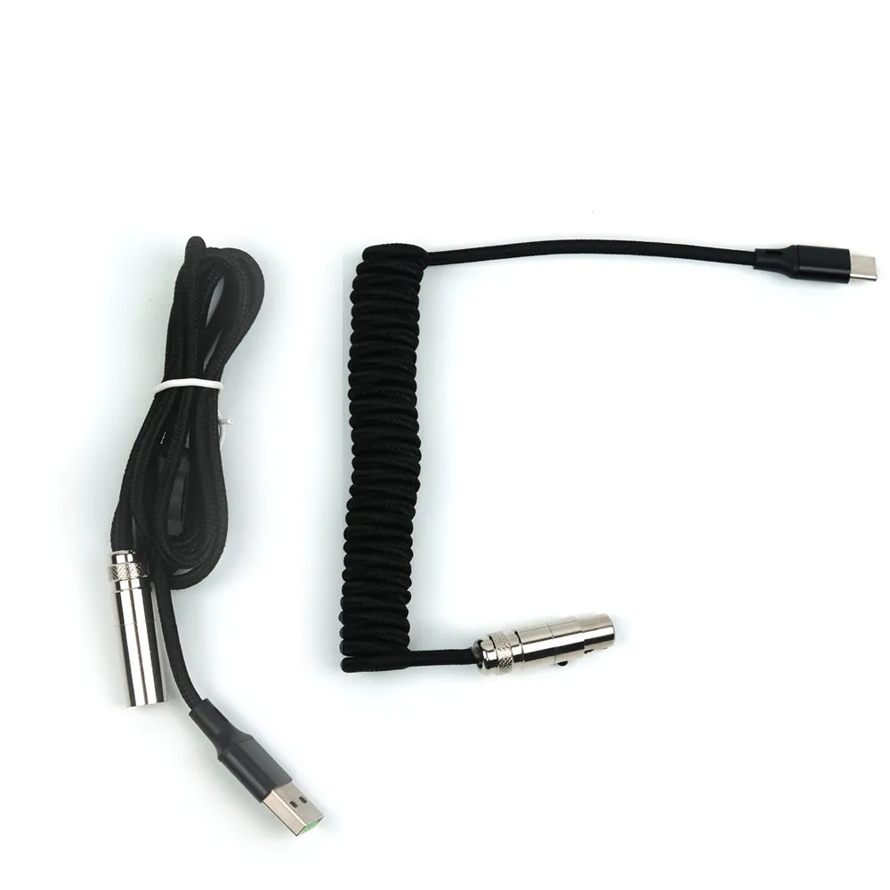 USB Aviator Connector Coiling Cable Type-C Mechanical Keyboard Coiled Cable Mechbles Custom Cable For Keyboard