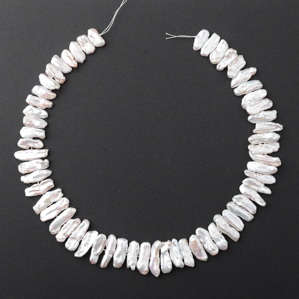 Women's 7x20mm Cream Biwa Freshwater pearls beads