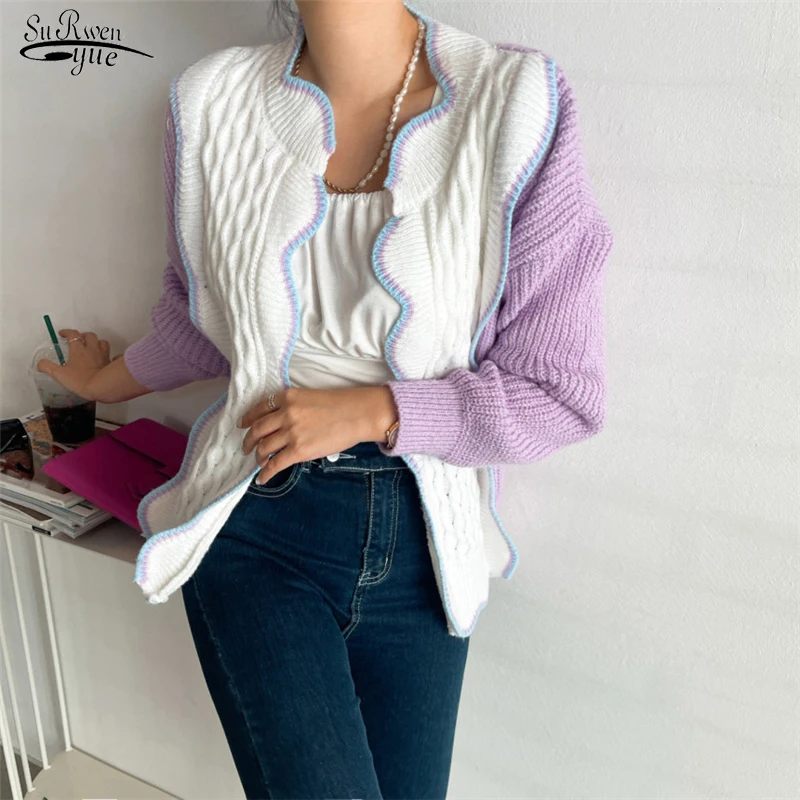 

Casual Slim Long Sleeve Knitted Cardigan Autumn Sweet Sweater Cardigan Fashion Tops Elegant Lazy Wind Loose Gentle Jacket 17828