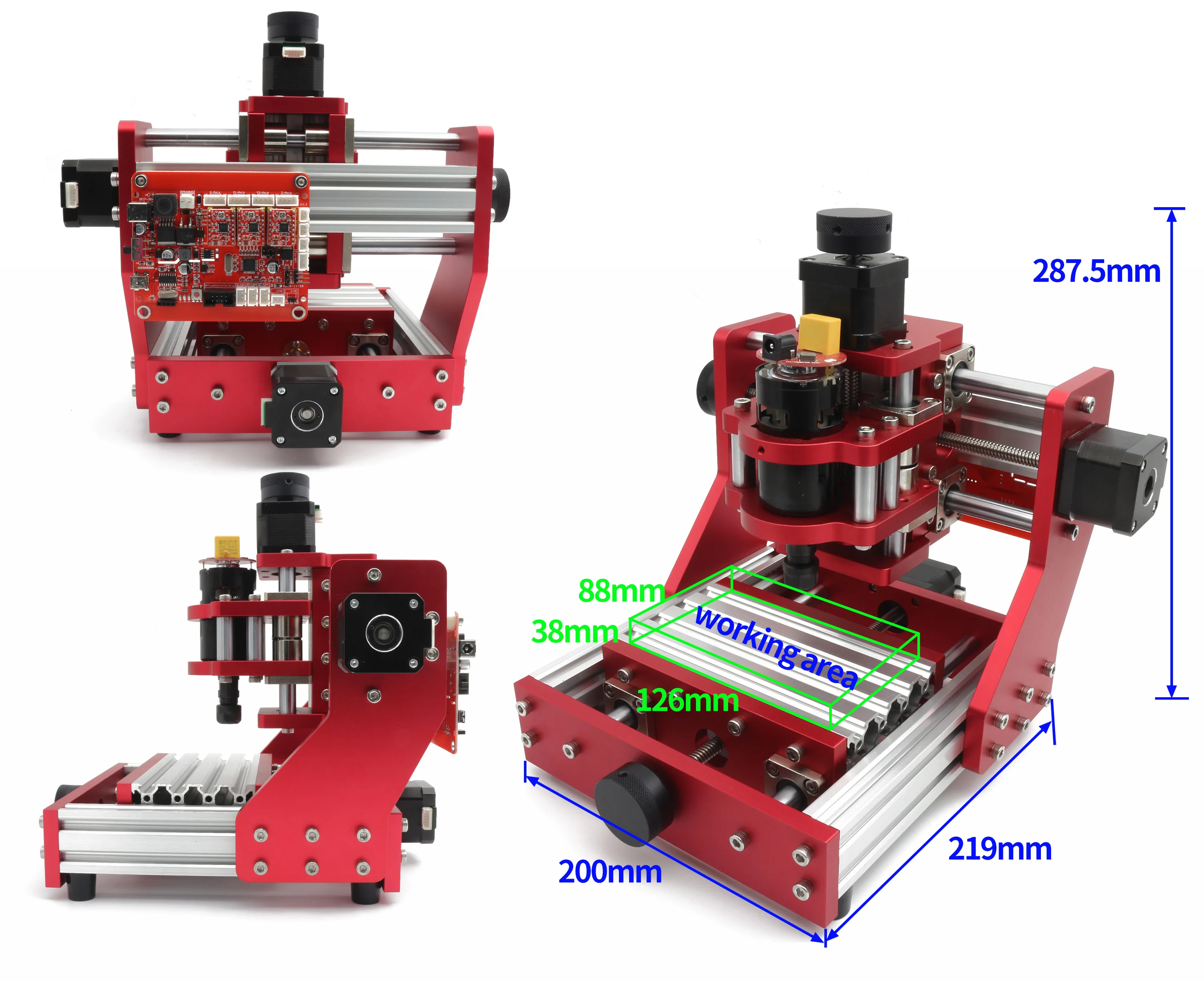 CNC Laser Engraving Router mini machine For Wood 1310 pvc pcb Whole Matal Frame with ER11 collet