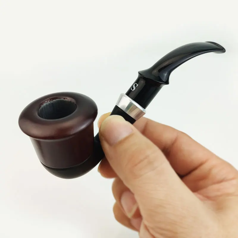 Handheld Pipe Traditional Solid Wood Handmade Classic Smoking Accessories Removable Durabletobacco Pipes with Base Set New Gifts