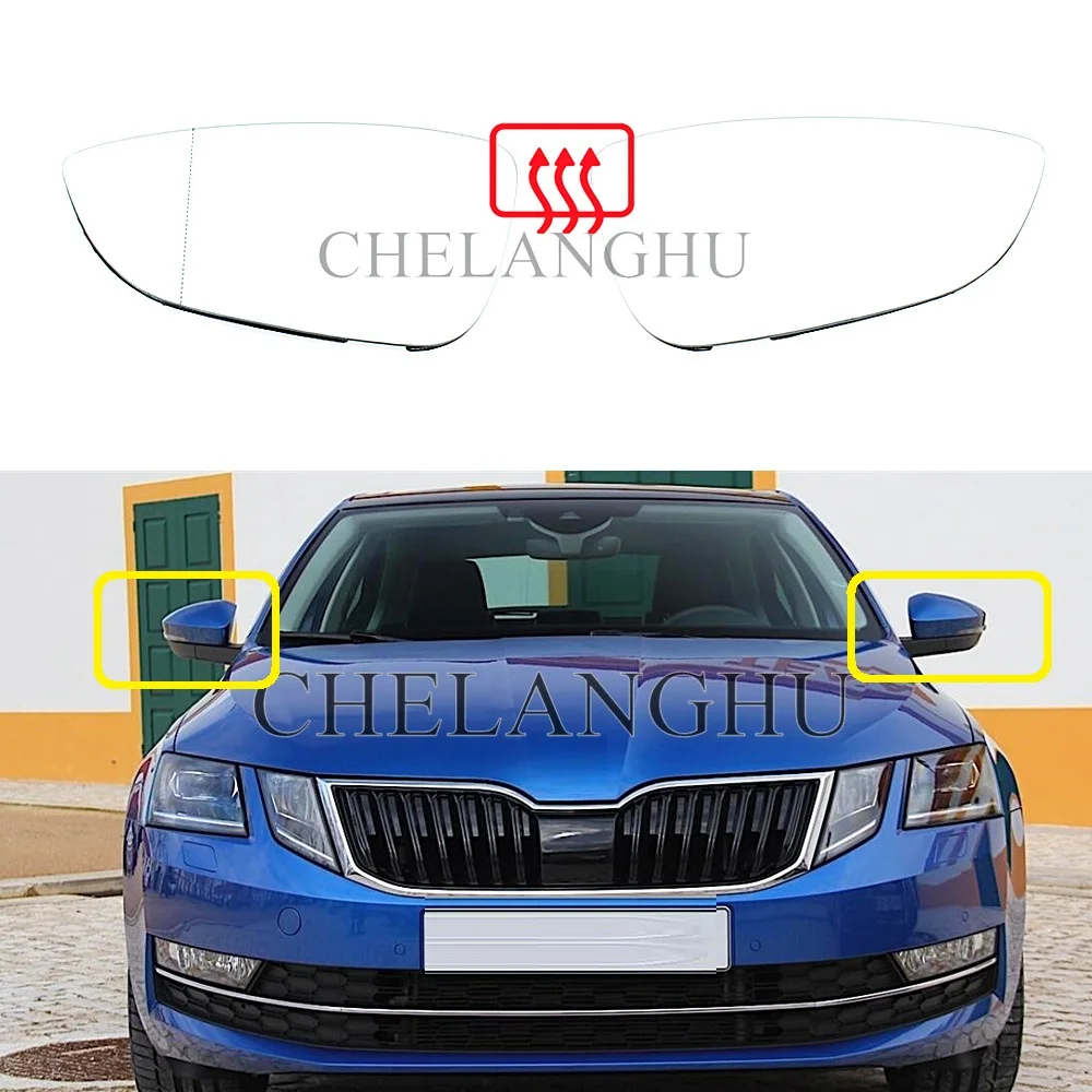 Podgrzewane lusterko szklane do Skoda Octavia 2017 2018 2019 Stylizacja samochodu Podgrzewane elektryczne lusterko boczne tylne