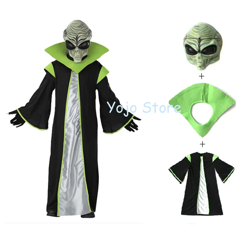 Child Adult Deluxe All-powerful Leader Out Space Scary Alien Costume For Kids Robe Halloween War cosplay S M L