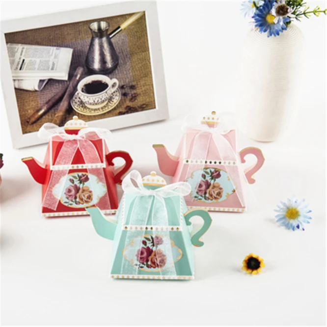 

500pcs Teapot Candy Boxes Baby Shower Party Cartoon Gift Bag Kids Party Favors Candy Chocolates Bag Birthday Wedding Decoration