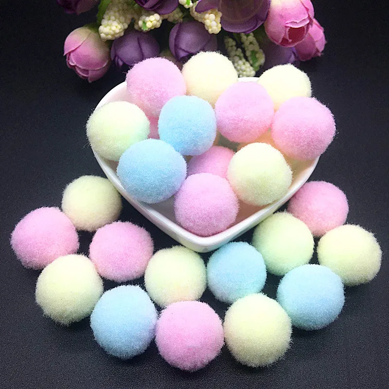 Light Yellow Pink Blue Pompom Fur Balls DIY Soft Pom Poms Craft Pompones Wedding Decor Glue on Cloth Accessories 8mm-30mm 20g