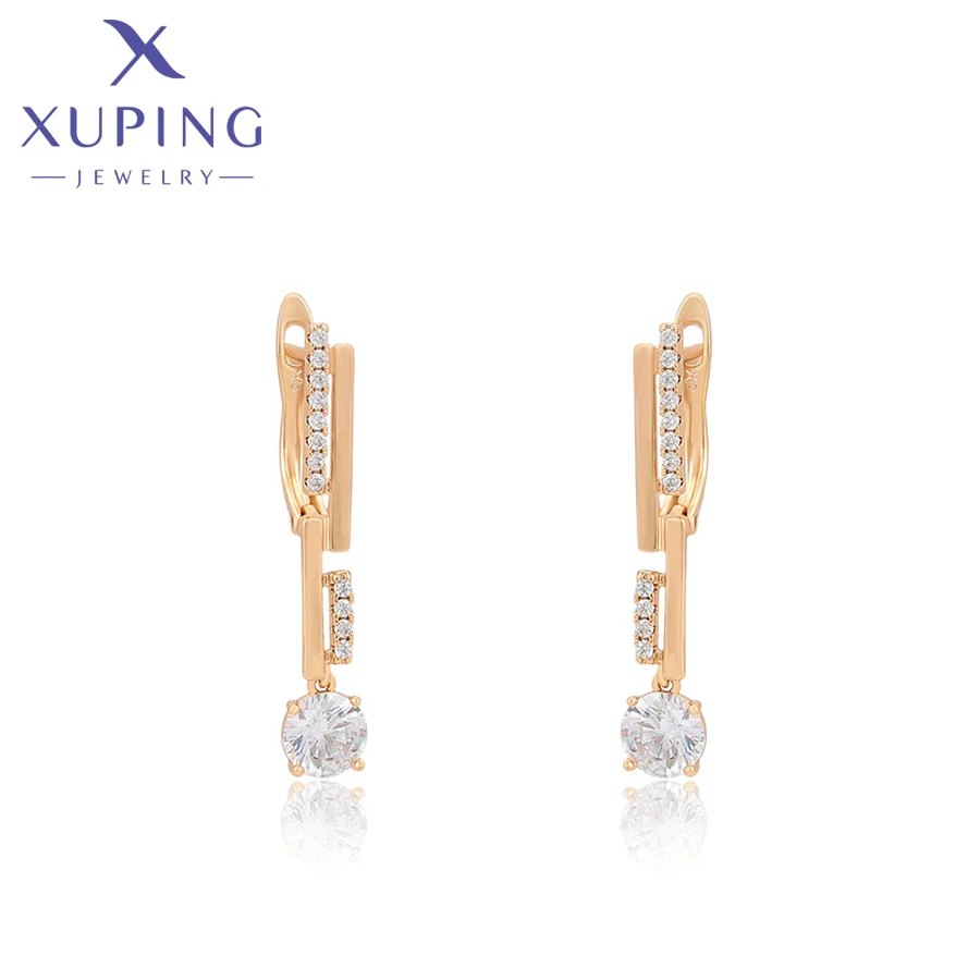 Xuping Jewelry Fashion Simple Square Stone Gold Color Earrings for Women Girl Party Gift S00137167