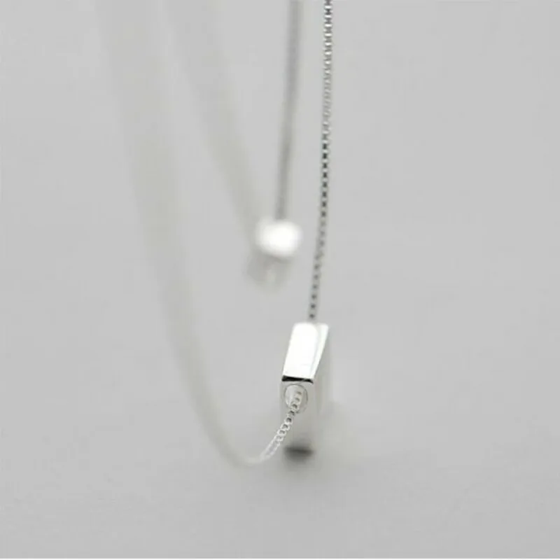 Zilverkleurige ketting Dubbellaags vierkante doos Eenvoudige ketting voor dames choker