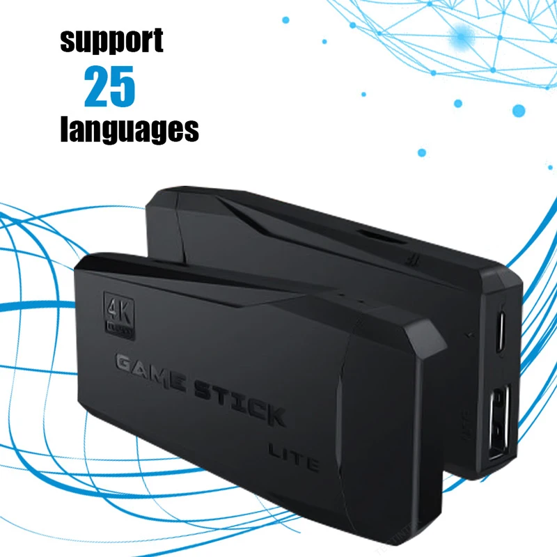 M8 4K Game Stick وحدات تحكم ألعاب فيديو صغيرة مشغل ألعاب فيديو مدمج 40000 لعبة مع وحدة تحكم لاسلكية مزدوجة 2.4G