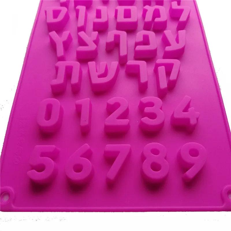 Hebrew Alphabet Silicone Cake Mold Arabic Letter Numbers Mould Fondant Chocolate Baking Form Birthday Cake Decorating Tools