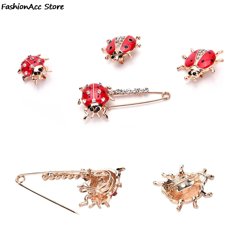 1 pcs Handmade Oil Insect Brooch Fashion Animal Brooch Rhinestone Female Jewelry Ladybug Brooch