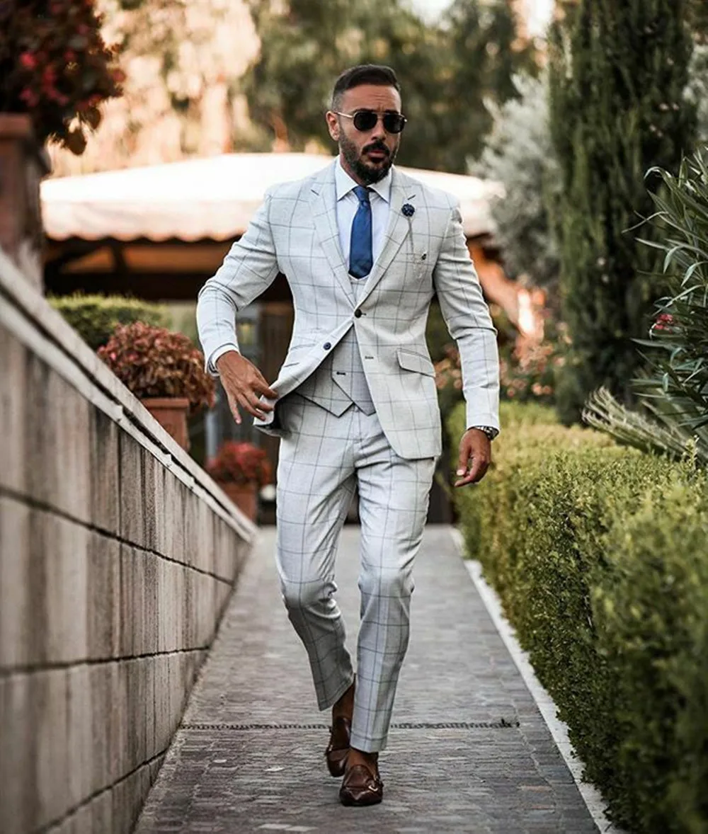 Trajes de boda clásicos para hombre, traje ajustado, chaqueta, chaleco, pantalones, conjunto de 3 piezas, ropa Formal de boda a medida