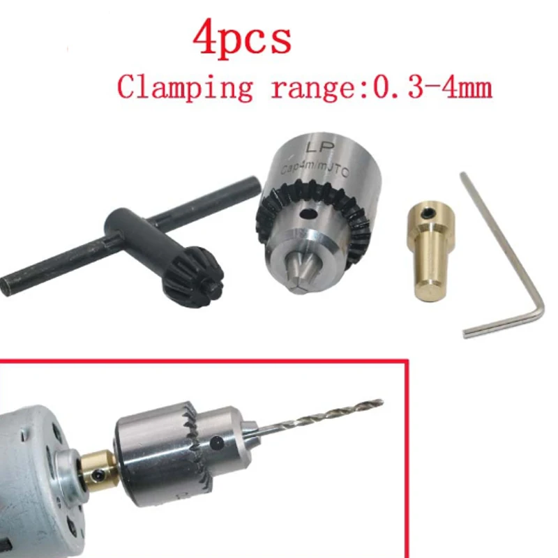 

Micro Motor Drill Chucks Clamp + Spanner/ Key + 3.17mm Shaft Connecting Rod with Wrench for 0.3~4mm JT0 Drill Clamp