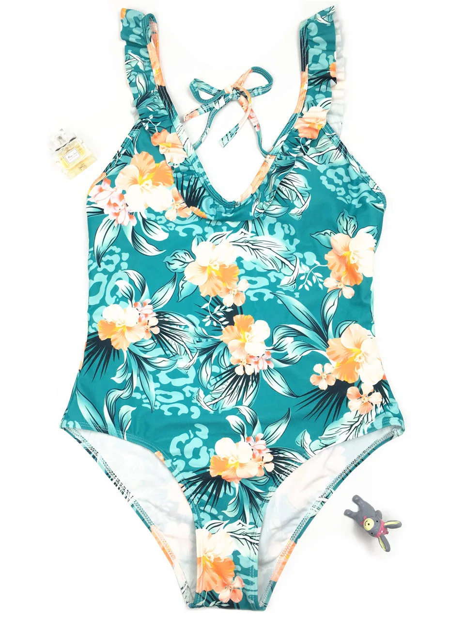 Floral Monokini Swimwear Women One Piece Bathing Suit Swimsuit Ruffle Trikini Flounce Beachwear Bodysuit Maillot De Bain Femme