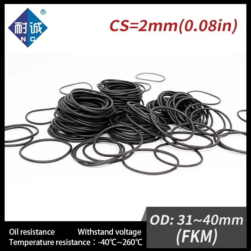 2PC/lot Rubber Ring Rubber O-Rings Fuel Washer Black FKM O ring Seals Thickness 2mm OD21/22/23/24/25/26/27/28/29/30mm