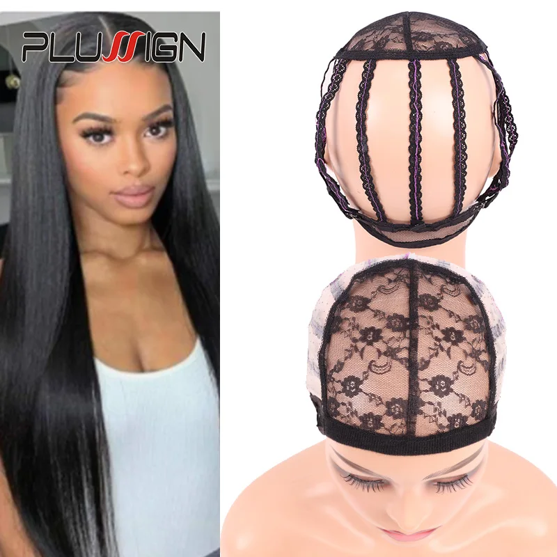 1Pcs/Lot 2Pcs/Lot Dissolve Wig Cap z regulowanym paskiem S M L Dome Caps Plastikowe siatki na włosy Plussign Wig Making Base Mesh Wig Cap