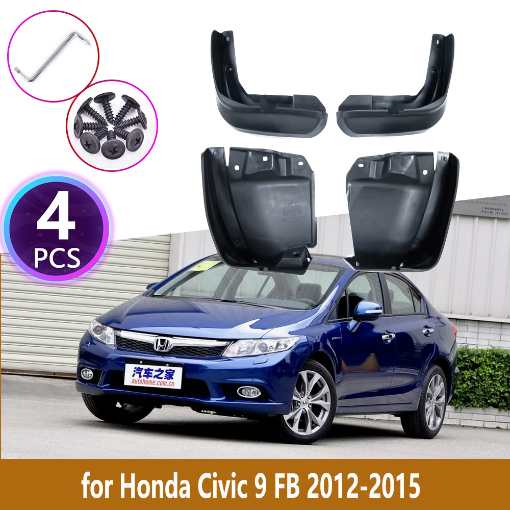 4PCS Rear Mudguards For Honda Civic 9 2012 2013 2014 2015 Cladding Splash Mud Flaps Mud Guards Mudflap Protect Car Accessories