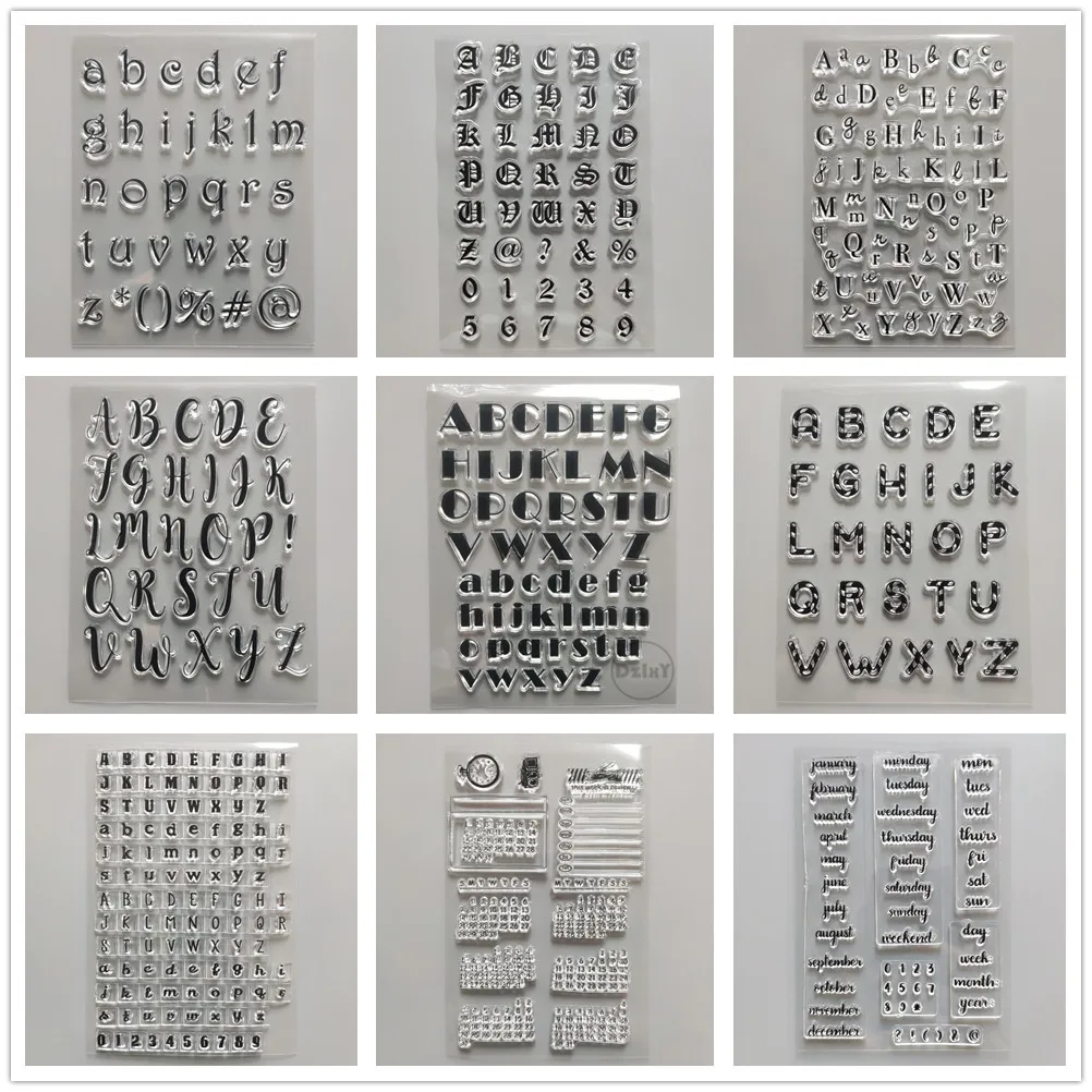 26 English Letters Clear Stamps DIY Scrapbooking Craft Supplies Silicon Digital Seal Card Photo Album ink pad Month Stamping