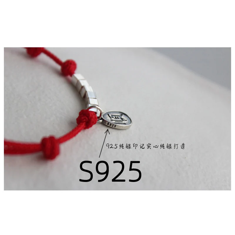 La Monada 13-18cm FU Red Thread For Hand 925 Sterling Silver Bracelet Women Rope Red Thread Bracelets For Women Silver 925