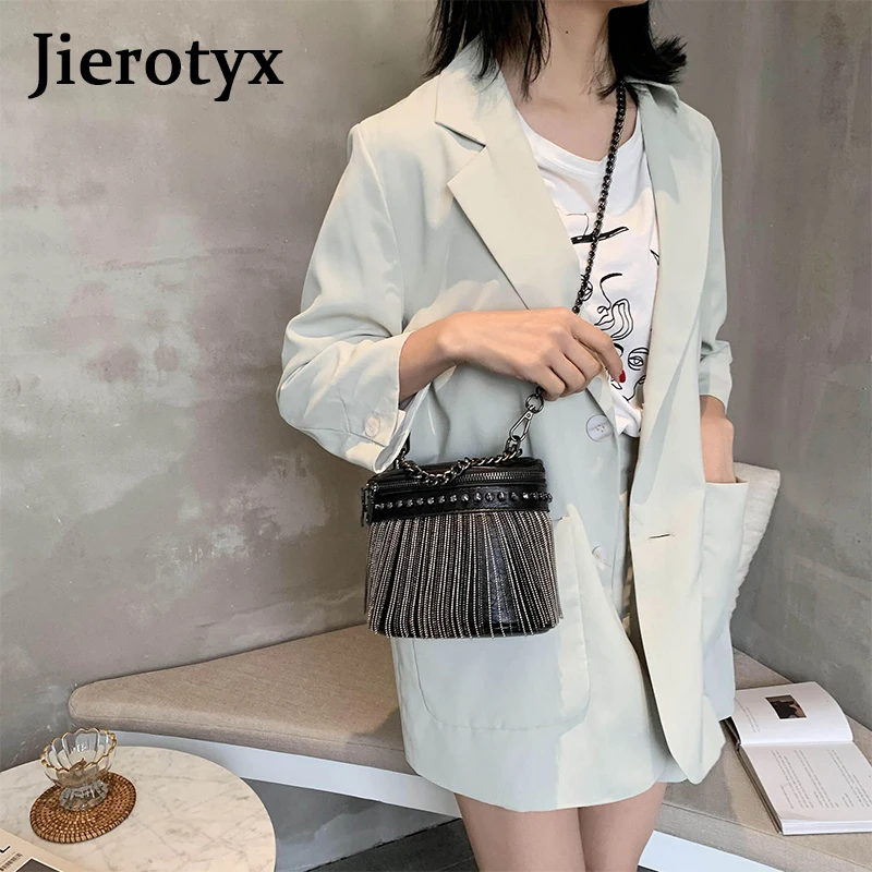 JIEROTYX Luxury Crossbody Messenger Bags For Women Designer Handbags Zipper Tassel Bag Lady PU Leather Trendy Sexy Chain Bag