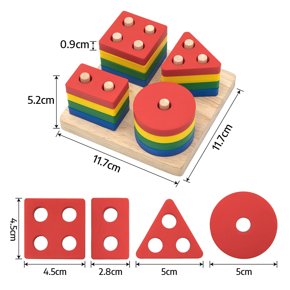 TYRY.HU Silicone Geometric Imposition Building Block Baby Wooden Toys Soft Block Educational Montessori Toys Stacking Block