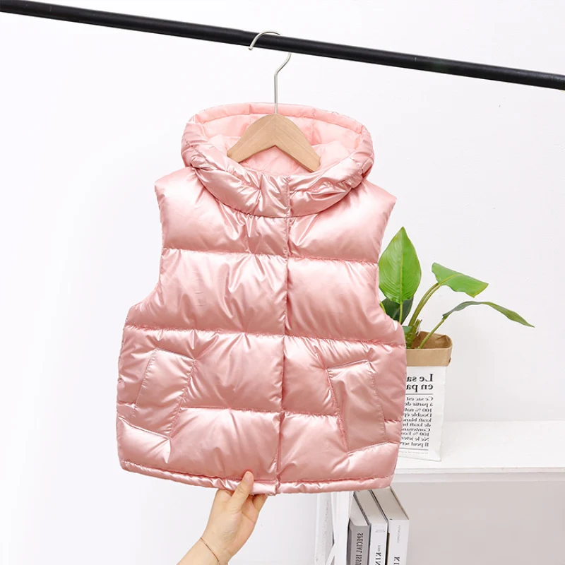 Chaleco de plumón para niños y niñas, chaqueta gruesa bonita y cálida para exteriores, cárdigan para invierno y otoño, 2023