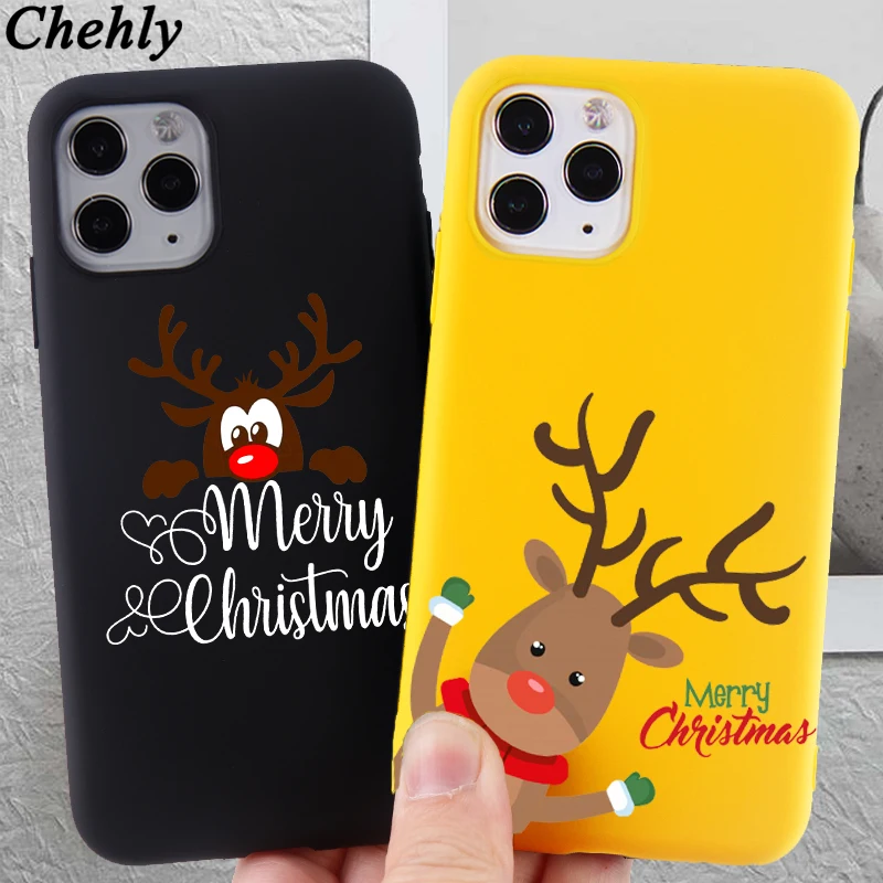 Christmas elk Phone Case for IPhone 6s 7 8 11 12 MIni Plus Pro X XS MAX XR SE Cases Soft Silicone Fitted Shell Protection Cover