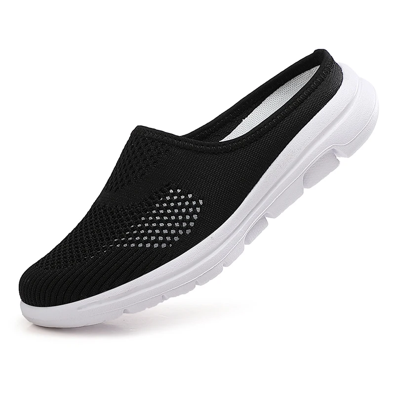 Summer Mesh Flat Slip On Half Shoes Women Flats Slippers Breathable Casual Lightweight Comfortable