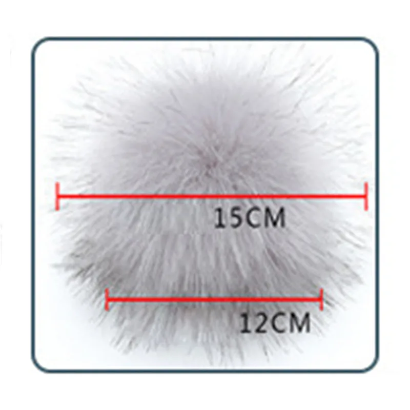 1pc/2pcs False Hairball Hat Ball Pompom 10/12/15cm Handmade Fake Fox Fur Ball Pom Pom Rubber Band Snap Button Knit Accessories