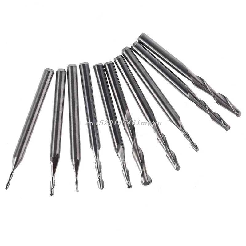10Pcs 1/1.5/2.0/2.5/ 3.175Mm Carbide Radiusfrees Cnc Graveren Router Bit