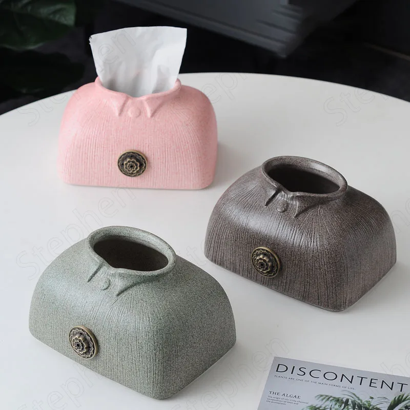 Creativity Shirt Decorative Ceramic Tissue Box European Modern Solid Color Napkin Holder Coffee Table Desktop Paper Towel Boxes