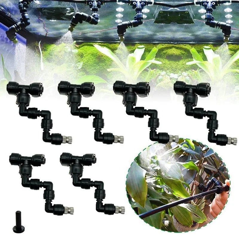 

6Pcs Watering Spray Nozzle 360 Degree Sprinklers Terrarium Misting Nebulizer Garden Greenhouse Irrigation Connectors