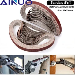 10x330mm Abrasive Sanding Belts P40-320 Sandpaper Abrasive Bands Coarse to Fine Grinding Belt Grinder Accessories