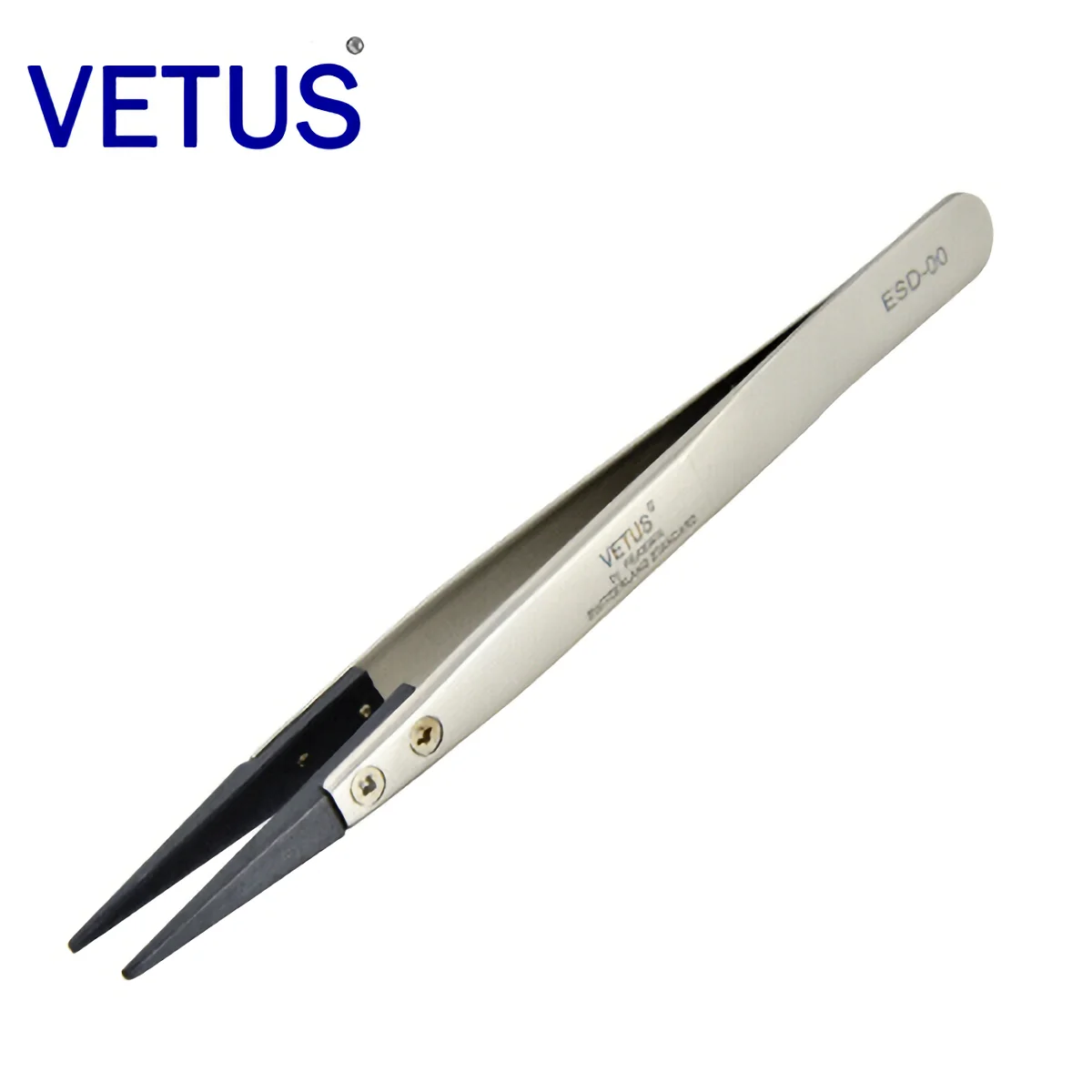 VETUS ESD-00 Interchangeable Head Anti-static Tweezers Stainless Steel Body Anti-static Carbon Fiber Conductive Plastic Head