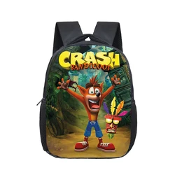 Petit sac à dos de dessin animé pour enfants, jeu Crash Bandicoot, sacs d'école pour enfants, cadeau de maternelle, 12 pouces