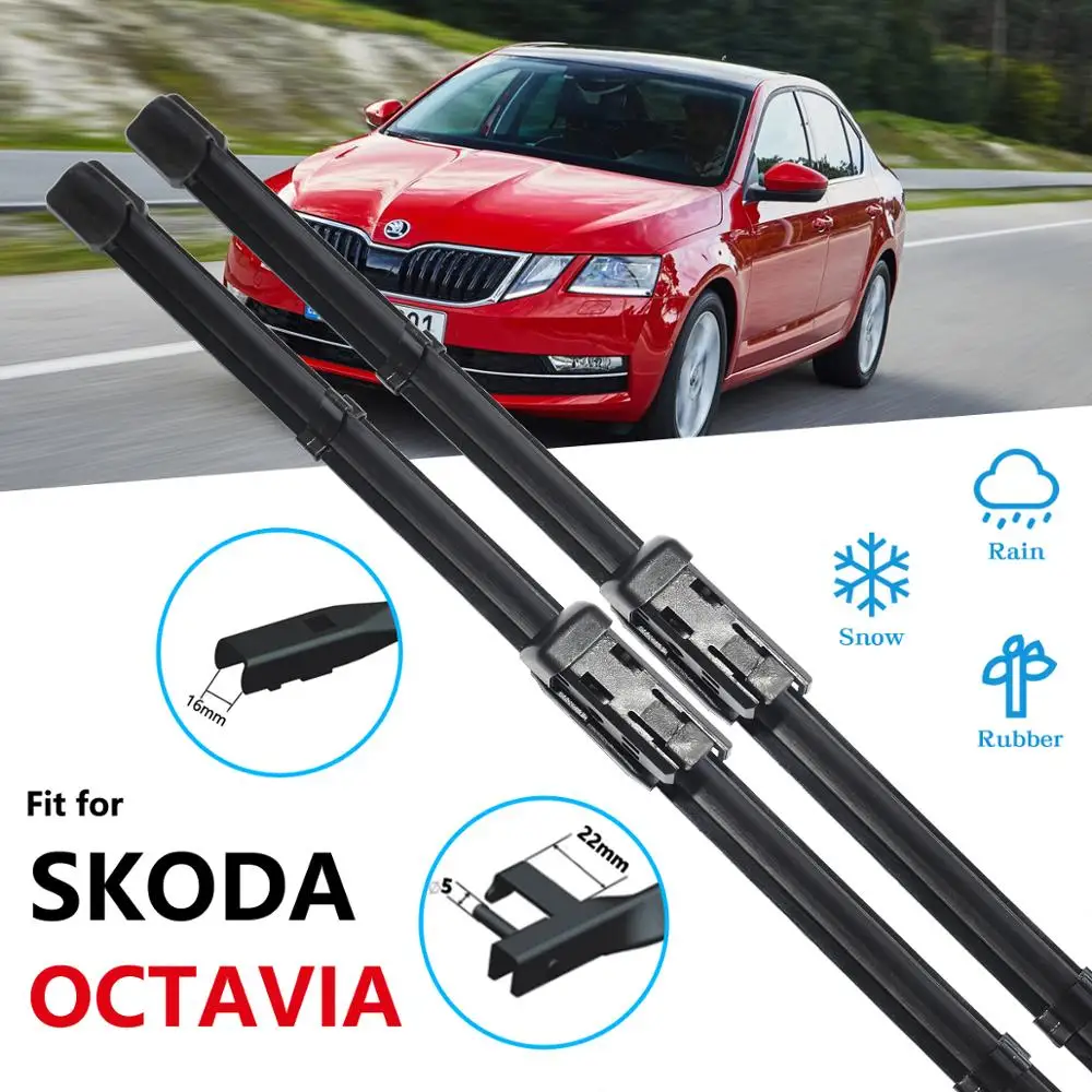 for Skoda Octavia 2 3 A5 A7 MK2 MK3 1Z 5E 2004~2019 Wiper Blade Car Accessories Stickers Front Windshield Wipers 2005 2018 2019