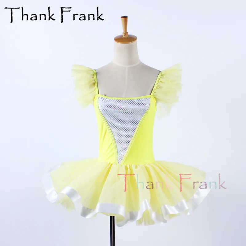 

New Kids Yellow Ballet Dress Girls Sequin Princess Tutu Dresses Women Flutter Sleeve Ballerina Costume Adult Dance Costumes C680