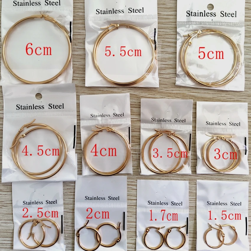 Wholesale 22Pairs  Hoop Earrings For Women Stainless Steel Wedding Jewelry